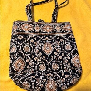 Vera Bradley Black and Tan Tote with Intricate Design